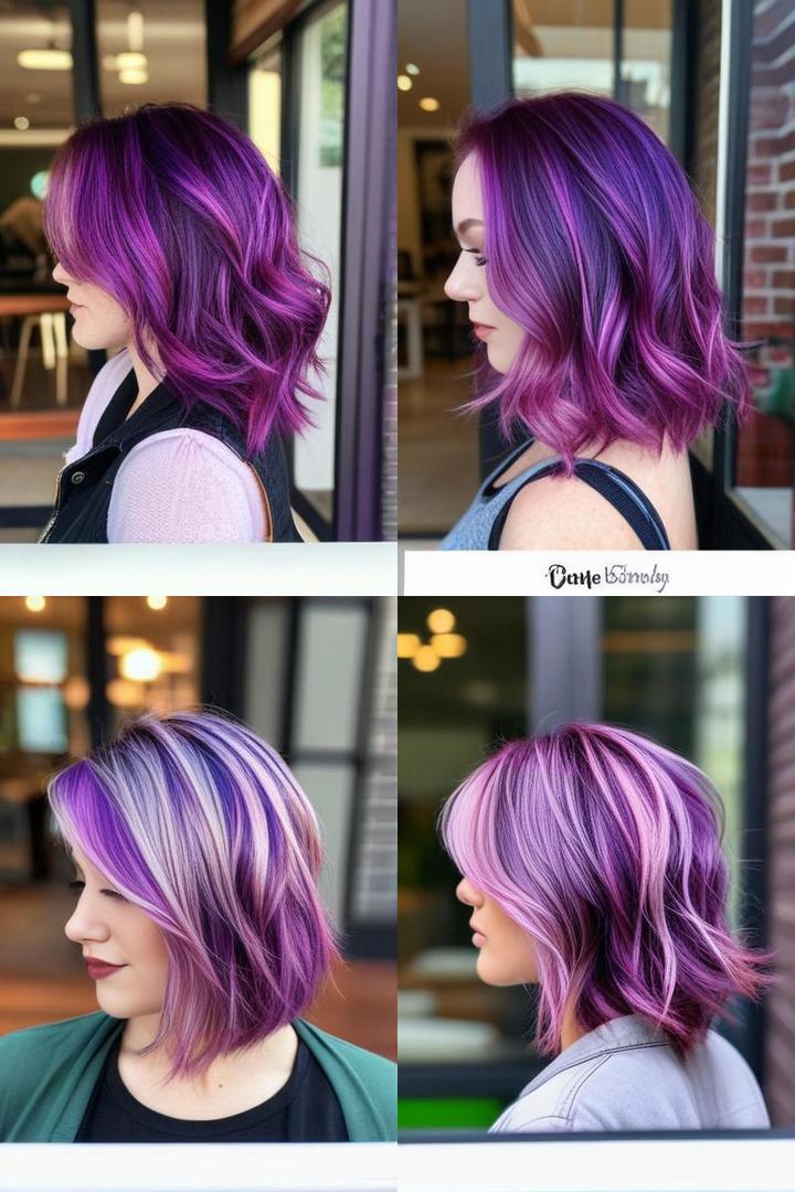 Vibrant Purple Highlights For Pink Hair