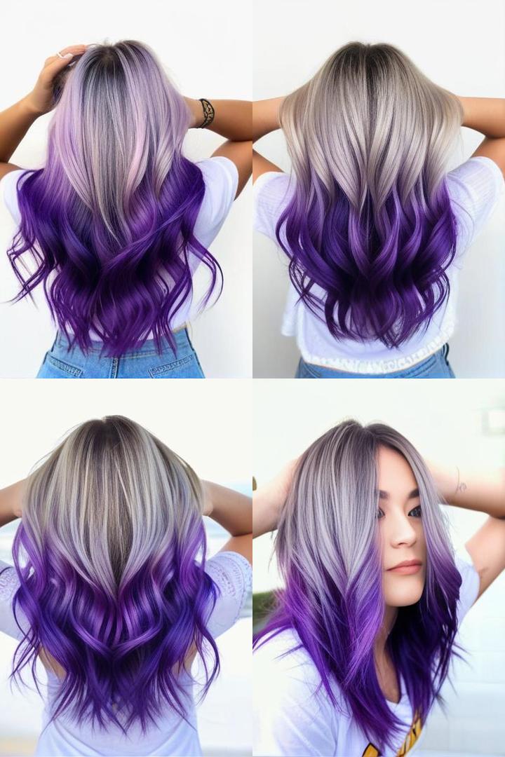 Vibrant Purple Ombre Hair Look