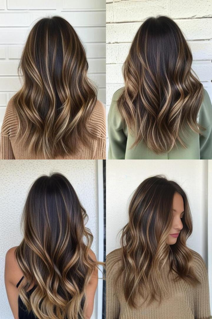 Brunette Hair With Honey And Blonde Highlights