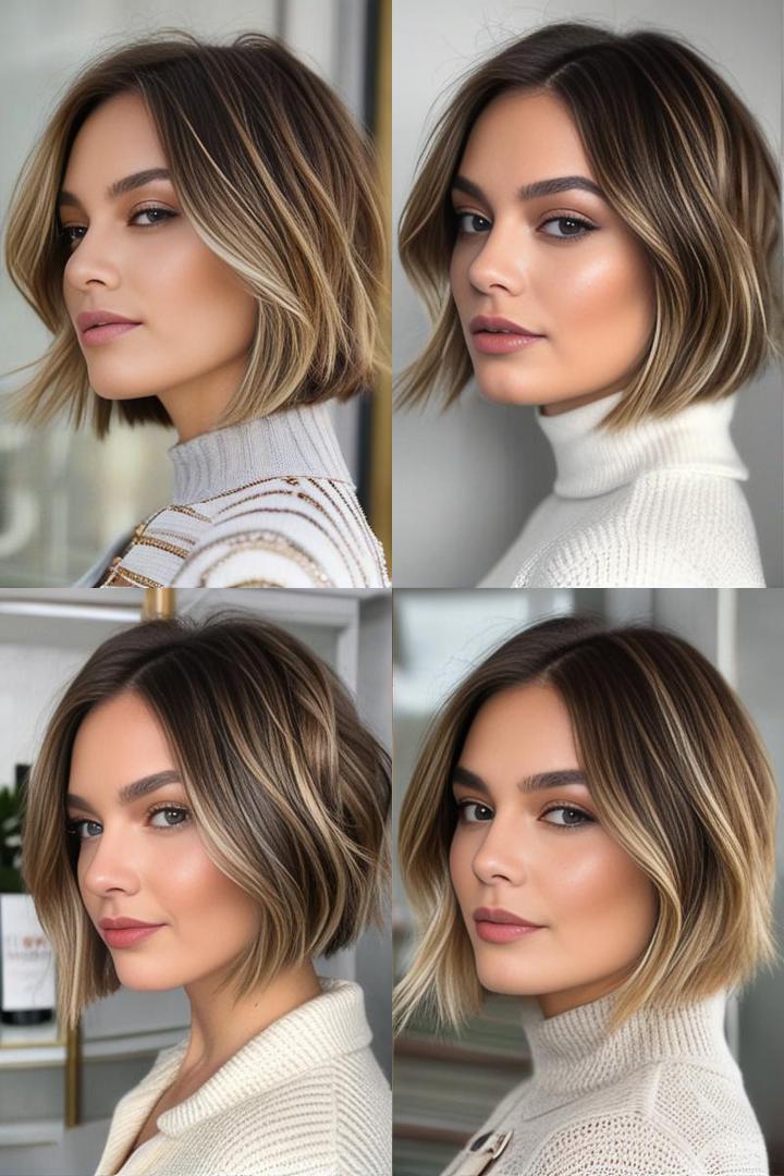 Chic Chin Length Bob With Balayage Highlights