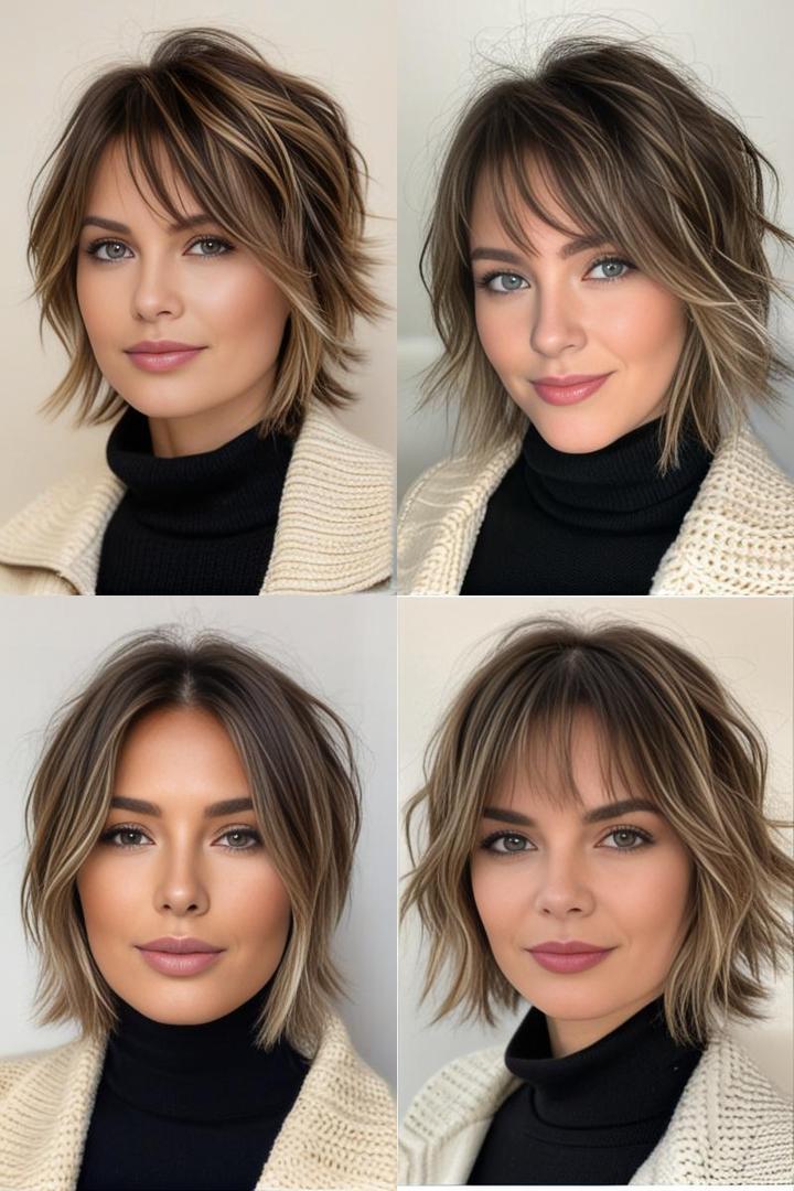 Short Shag With Balayage Highlights