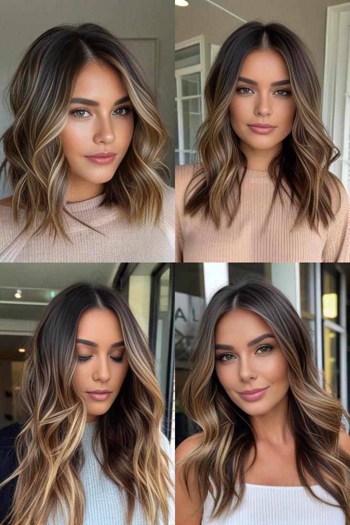 Sun Kissed Balayage Highlights For Dark Brown Hair