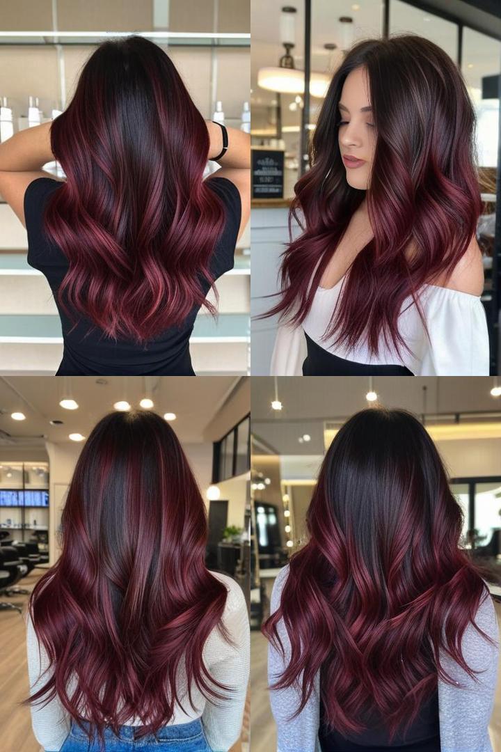 Vibrant Burgundy Balayage Highlights