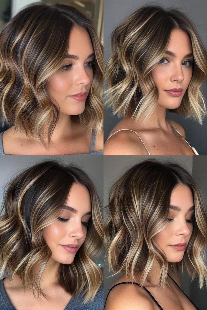 Wavy Lob With Balayage Highlights