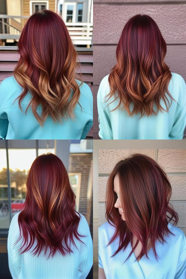 Burgundy Red Hair With Blonde Highlights