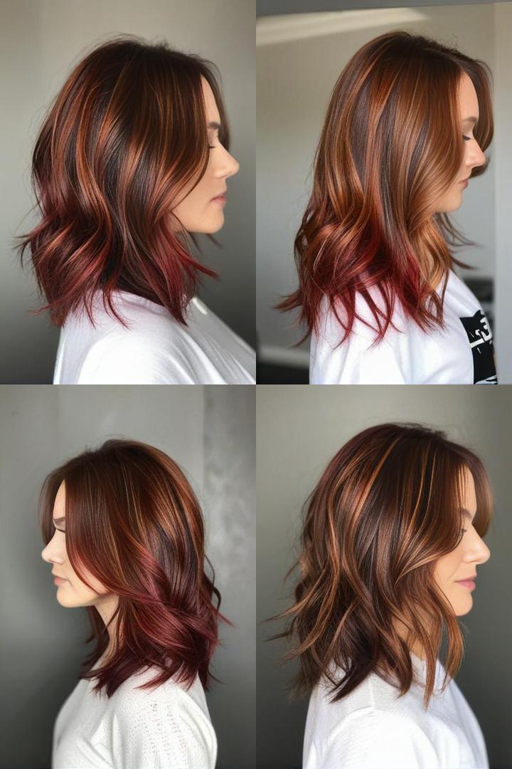 Caramel Brown Hair Transformation With Red Highlights