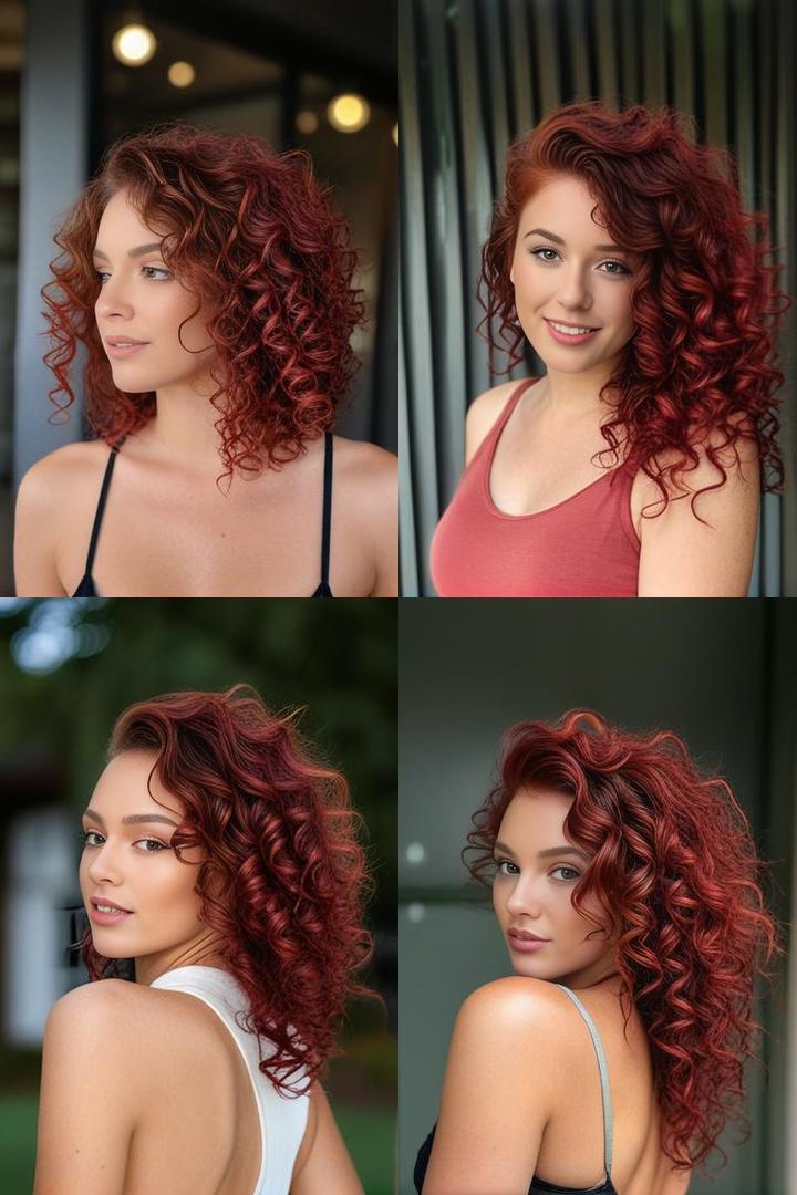 Curly Hair Transformation With Red Highlights