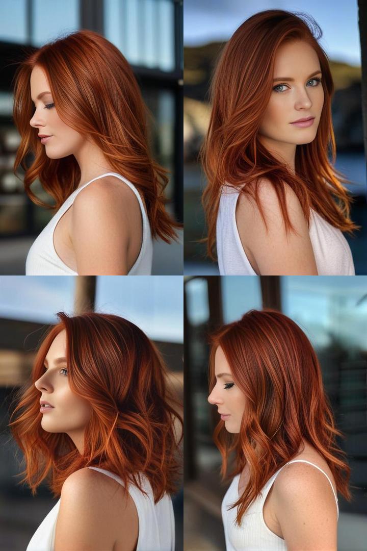 Fiery Red Auburn Hair With Highlights