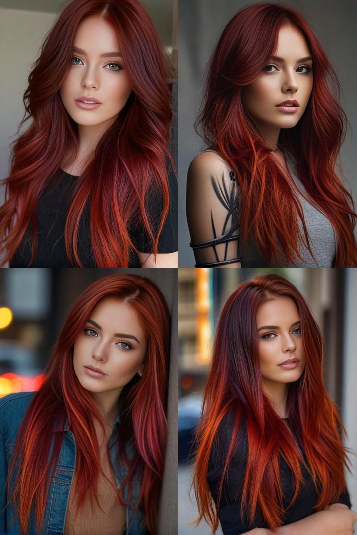 Fiery Red Highlights For A Bold Look