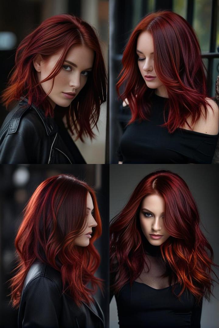 Stunning Dark Red Hair With Vibrant Highlights