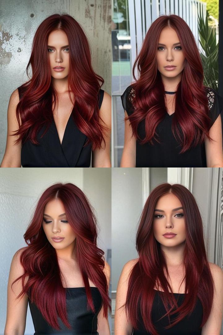 Stunning Dark Red Highlights For A Bold Look