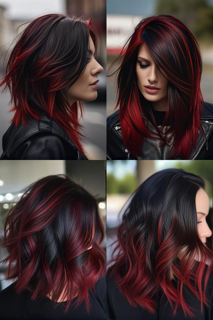 Stunning Raven Black With Bold Red Highlights