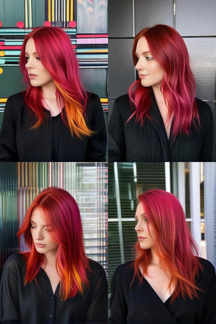 Vibrant Pink Red With Yellow Highlights