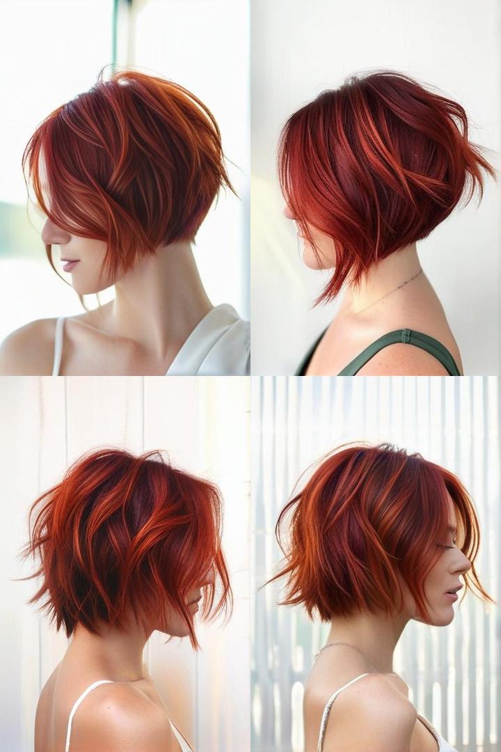 Vibrant Red Bob With Luminous Highlights