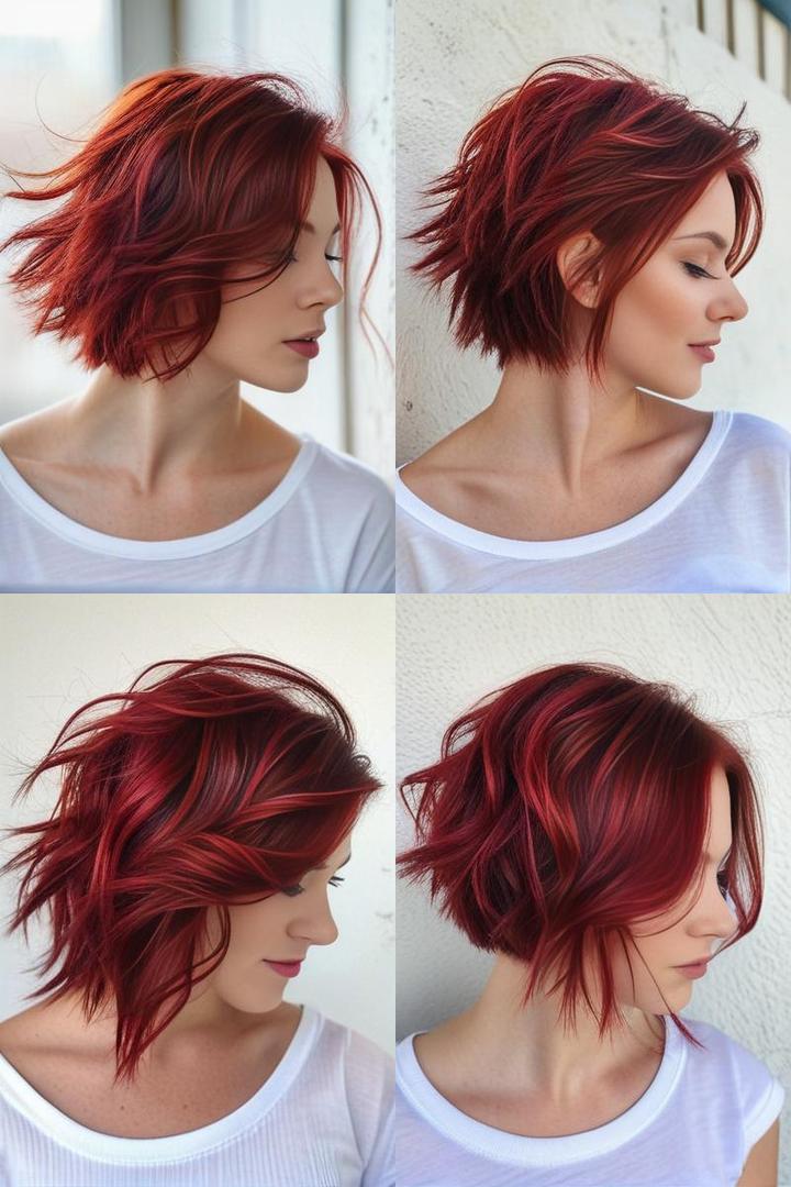 Vibrant Ruby Red Hair Highlights