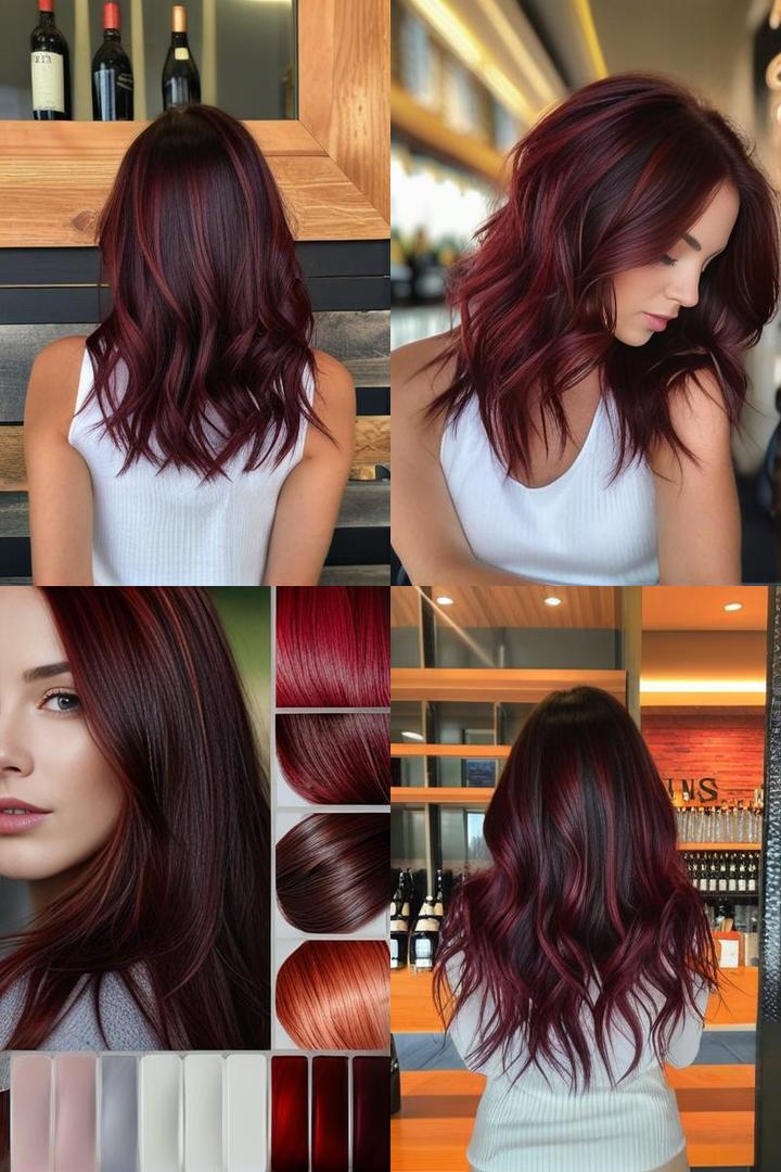 Wine Red Highlights For Dark Hair