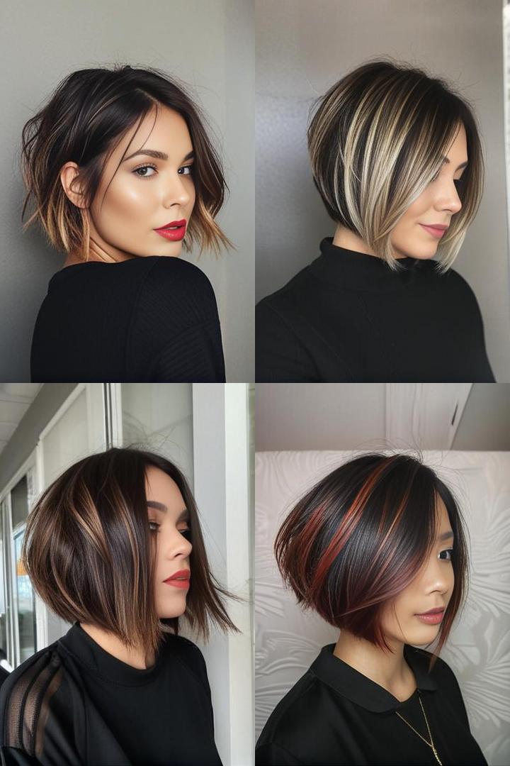 Bold Peekaboo Highlights For Short Bob