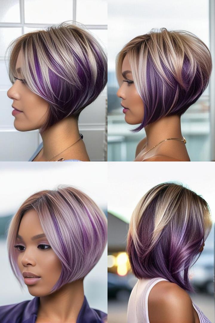 Chic Purple Peekaboo On Bob