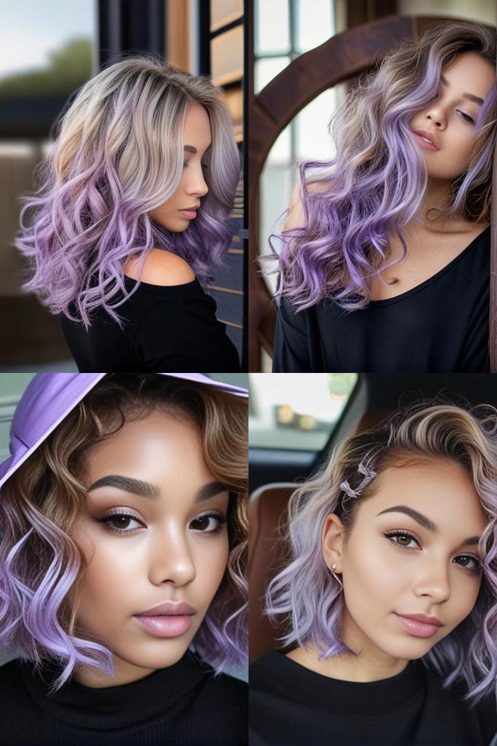 Lavender Peekaboo Highlights For Curly Locks