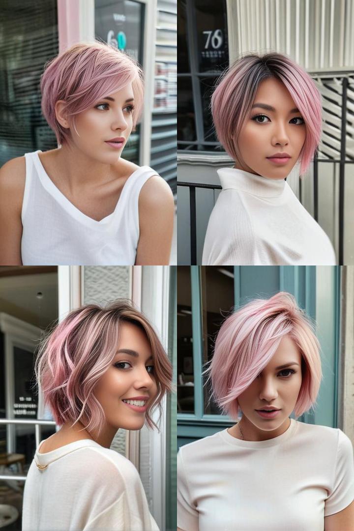 Peekaboo Pink Highlights For A Short Layered Cut