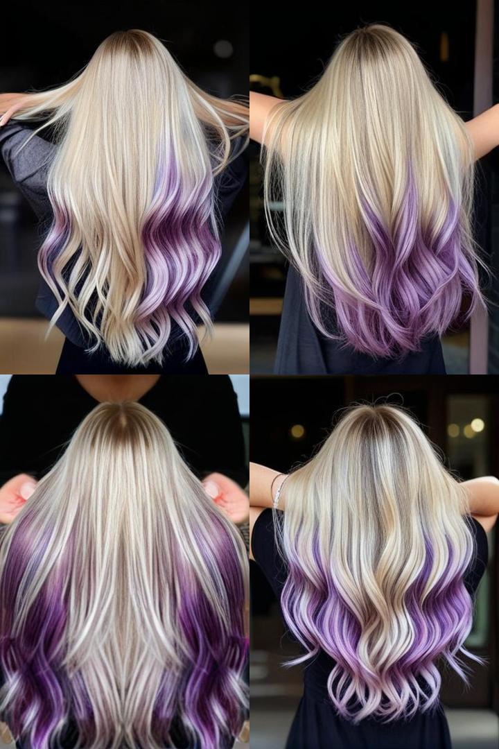 Stunning Long Blonde Hair With Hidden Purple Highlights