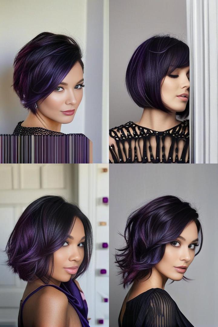 Stylish Dark Purple Peekaboo Highlights