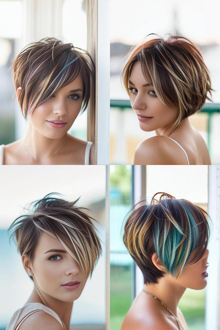 Vibrant Peekaboo Highlights For Short Hair