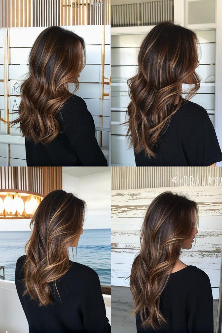 Beachy Dark To Light Brown Caramel Highlights