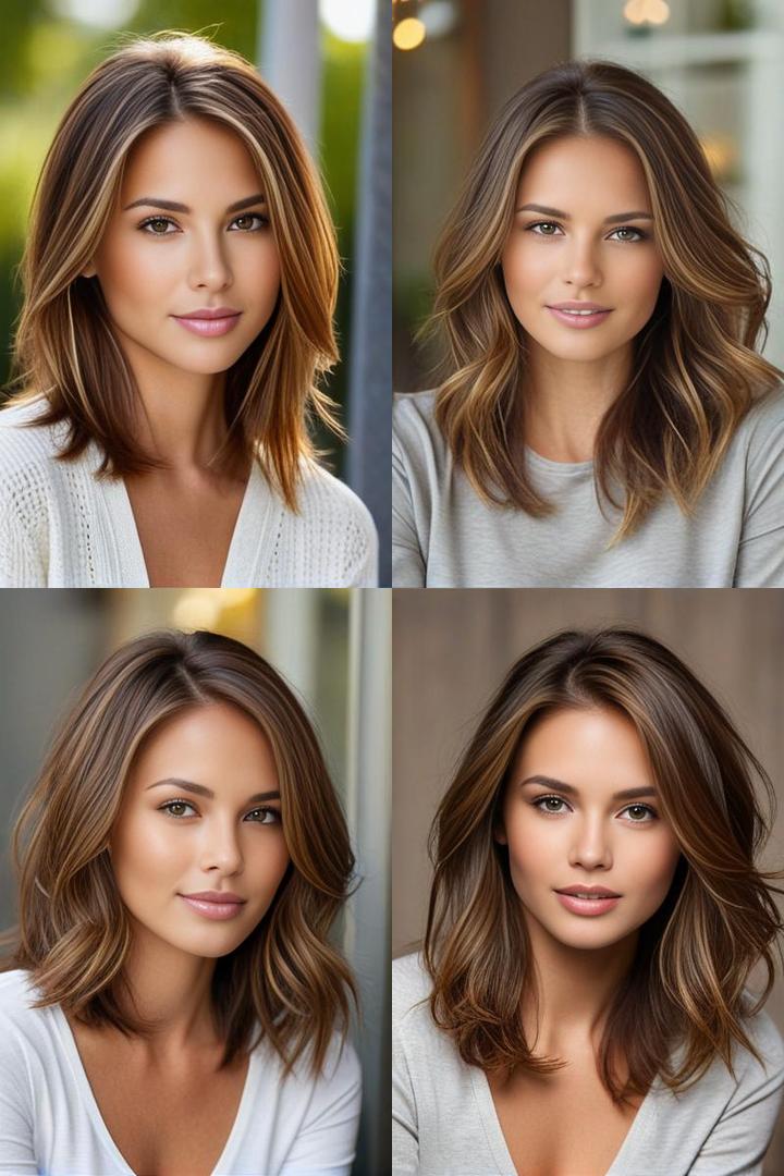 Brown Hair Enhanced By Medium Caramel Highlights