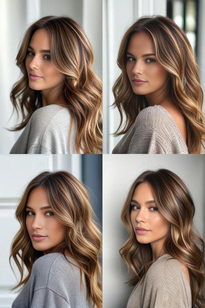 Chestnut Brown Caramel Blonde Highlights