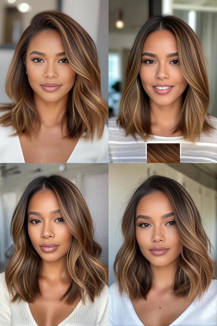 Honeyed Caramel Brown Lob