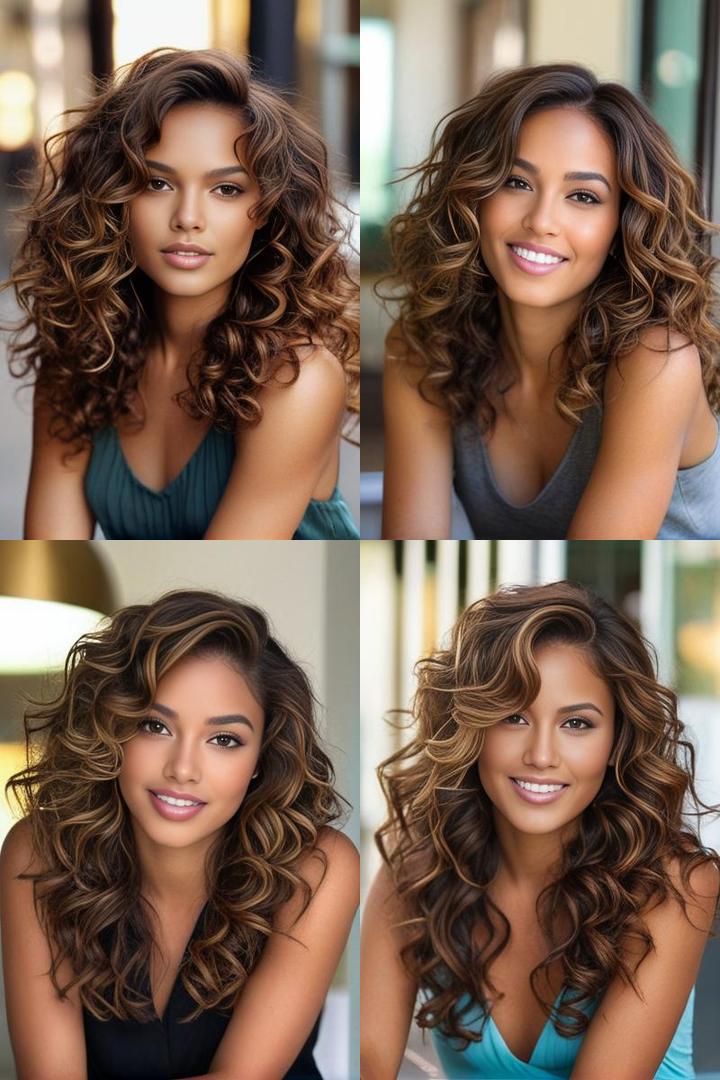 Rich Caramel Highlights Enhancing Brown Curls