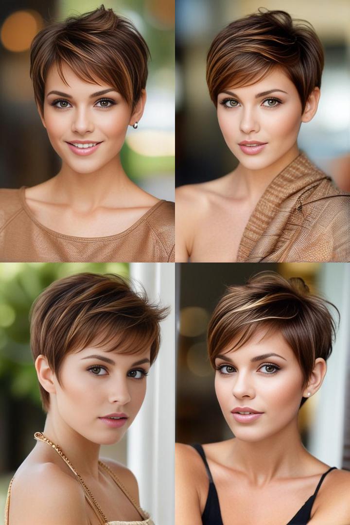 Stylish Brown Pixie With Caramel Touch