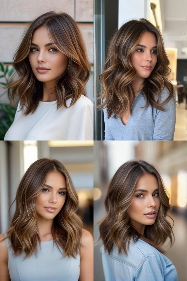 Trendy Light Caramel Highlights For Brunettes