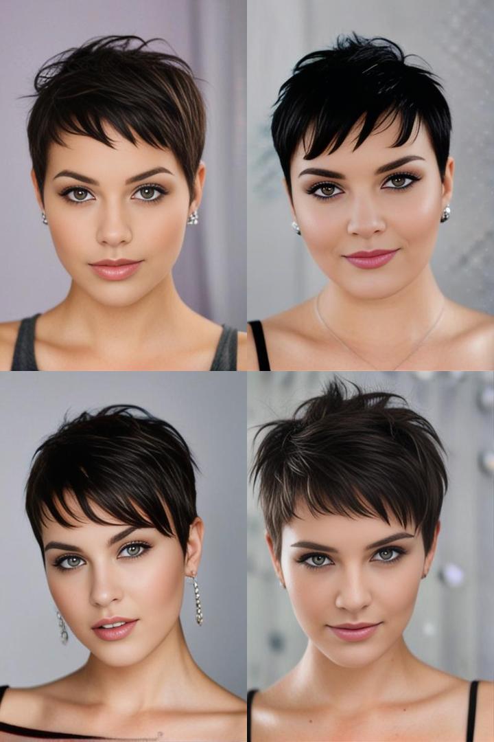 Stylish Pixie For Round Faces With Thick Hair