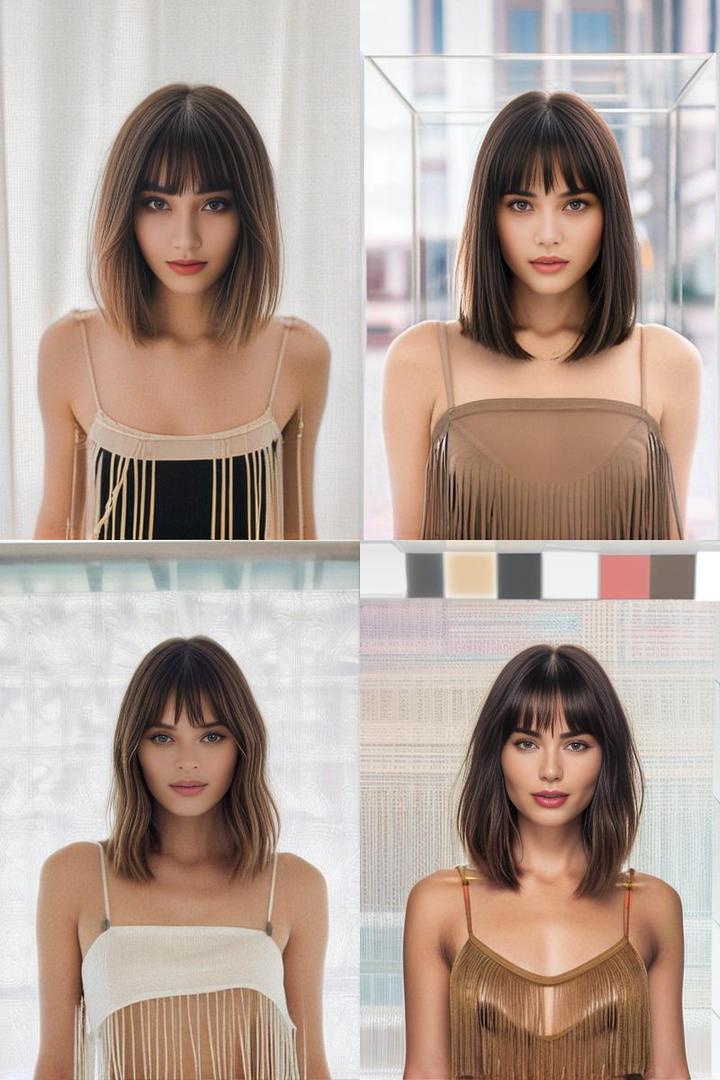 Chic Lob With See Through Fringe For Square Faces