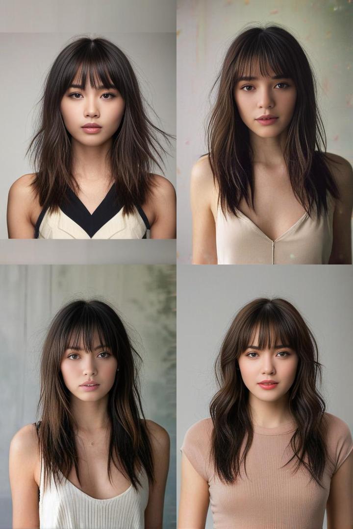 Choppy Bottleneck Bangs For Square Faces