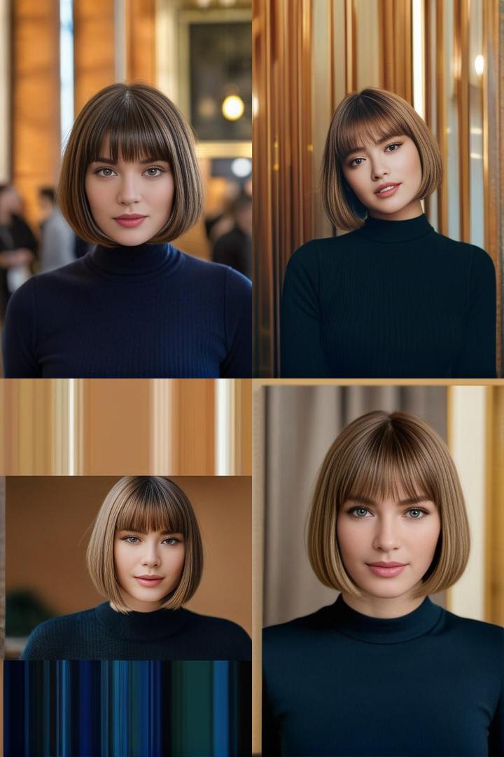 Flattering Bob With Fringe For Square Face