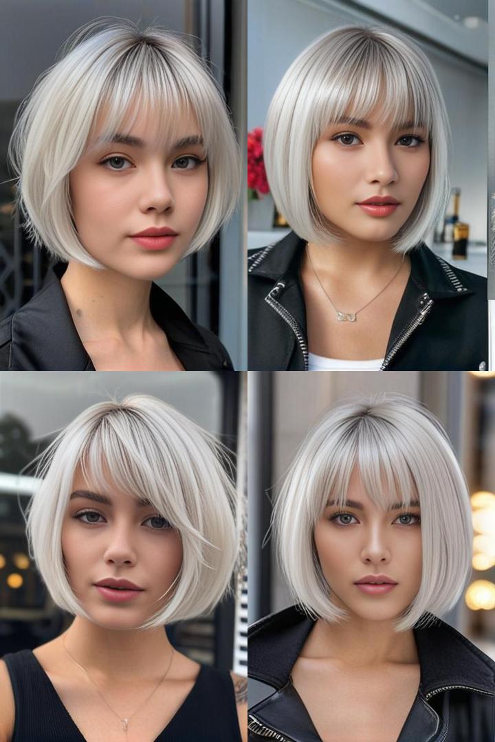 Platinum Bob With Wispy Side Bangs