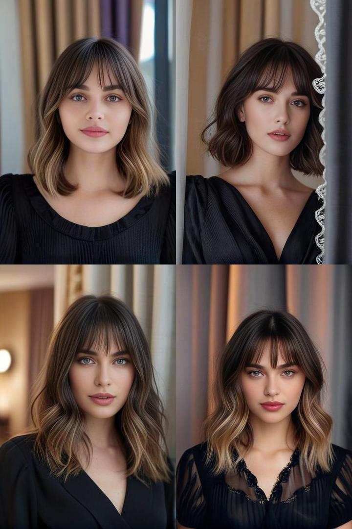 Elegant Curtain Bangs For Heart Shaped Faces