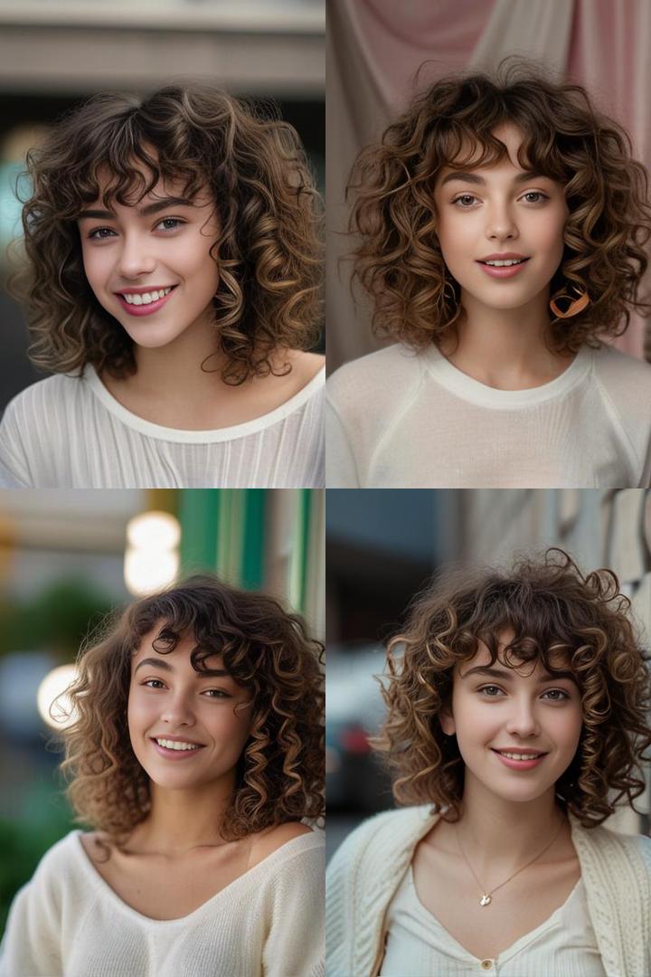 Playful Curls With Curly Bangs