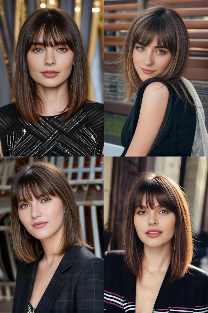 Chic Medium Hair With Thin Bangs