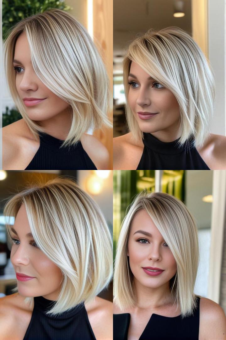 Radiant Blonde Lob With Side Bangs