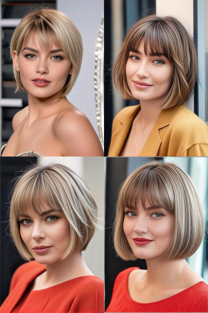 Chic Layered Bob with Wispy Bangs for Oval Faces