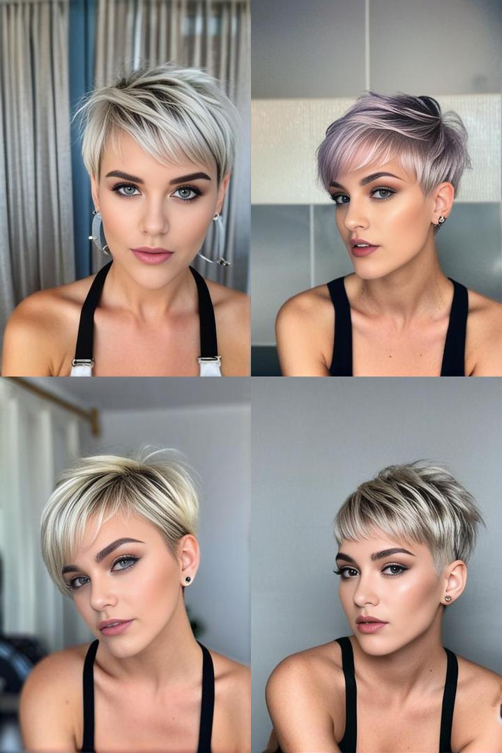 Chic Oval Face Bangs Pixie with Undershaved Layers