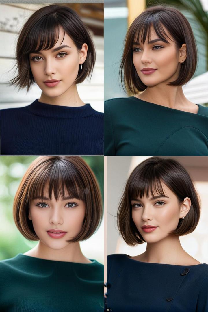 Elegant Deep Side Part Bob for Oval Face with Bangs