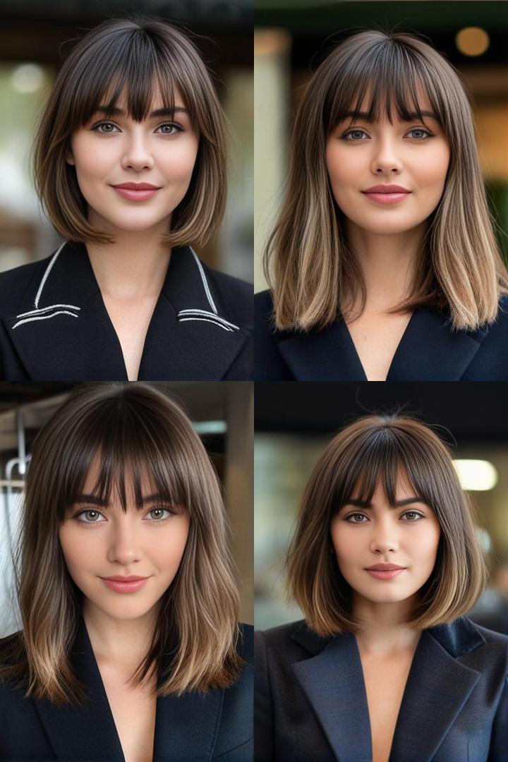 Elegant Soft Layers and Wispy Bangs for Oval Face Shapes