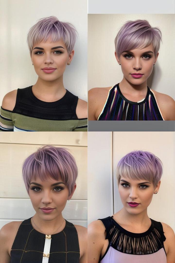 Oval Face Bangs Blonde purple Pixie Cut for a Trendy Look