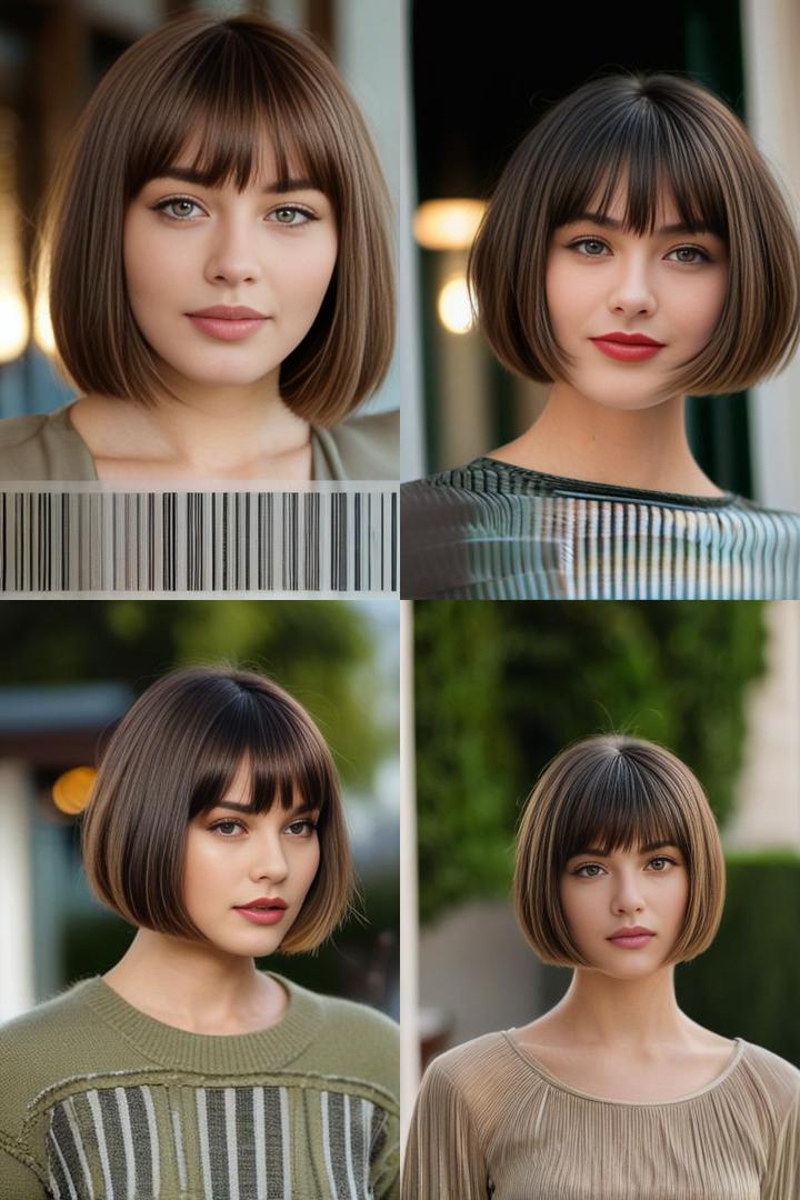 Oval Face Bangs Stylish Short Bob with Long Fringe