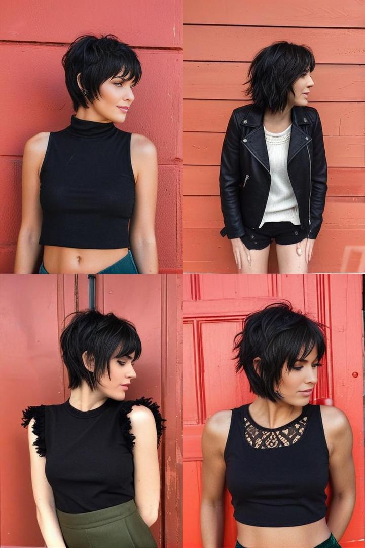 Jet Black Short Shag Haircut for Easy Styling